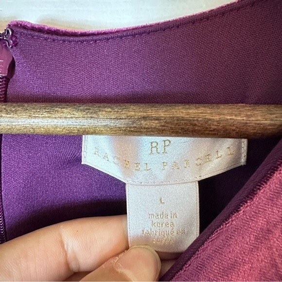 Rachel Parcell Purple Midi Dress Long sleeve stretch velvet sheath Sz Large - Picture 9 of 13